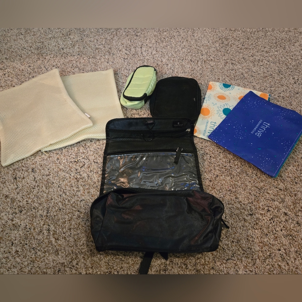 Lot Of 8 Travel/Toiletry Bags Including Schwarzkopf, Axe, Yoobi, And Honey Love